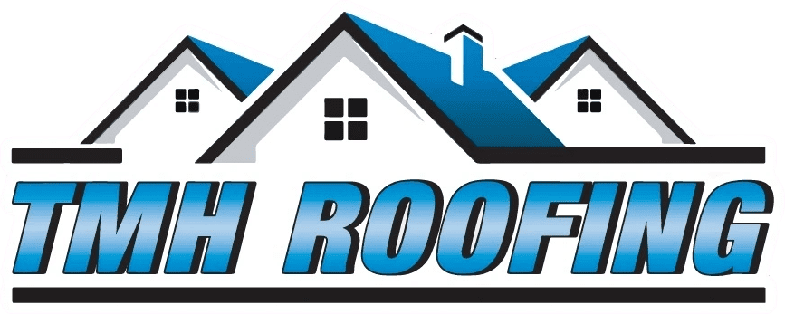 tmh-logo-2 Logo featuring stylized house roofs with chimneys above the text "TMH ROOFING" in bold, blue gradient letters.